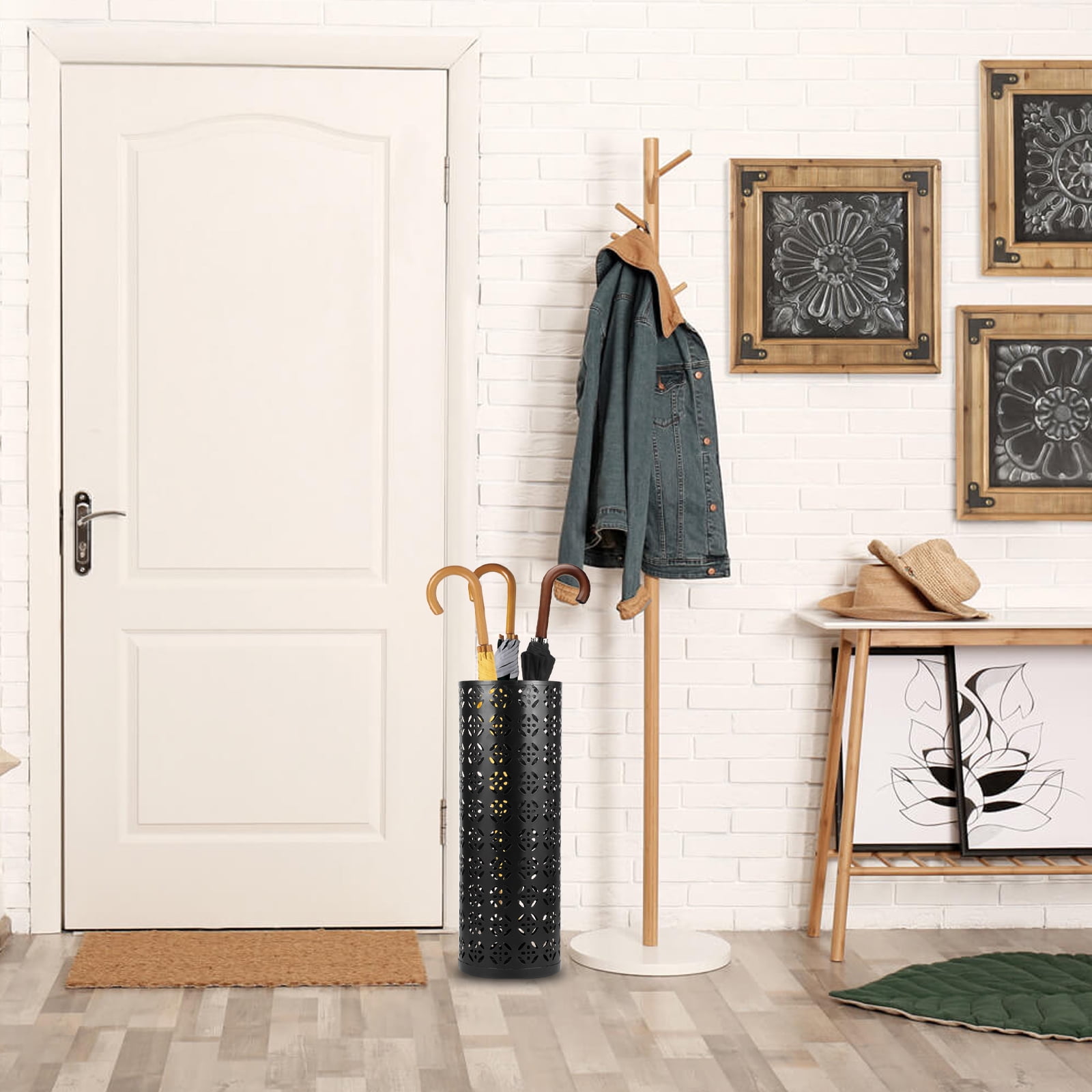 16.5 x 6inch Umbrella Stand Rack,Metal Umbrella Holder Freestanding Umbrella Stand Round Umbrella Holder Bin Waterproof Umbrella Storage Rack Indoor Walking Stick Holder for Home Entryway Office