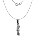 thumbnail image 3 of Small 3/4 inch Sterling Silver Seahorse Necklace for Women Diamond-Cut Oxidized finish 20 inch BX_15, 3 of 4