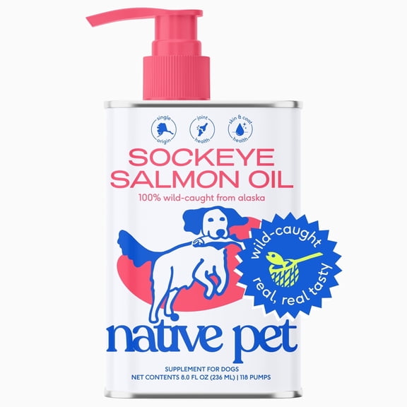 Native Pet Sockeye Salmon Oil Supplement for Dogs & Cats, Promotes Skin, Coat, & Joint Health, 8 oz