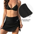 thumbnail image 5 of Attraco Womens Scalloped Design High Waisted Split Swim Skirt Sporty Drawstring Skirted Swim Bottom Built-in Panty, 5 of 8