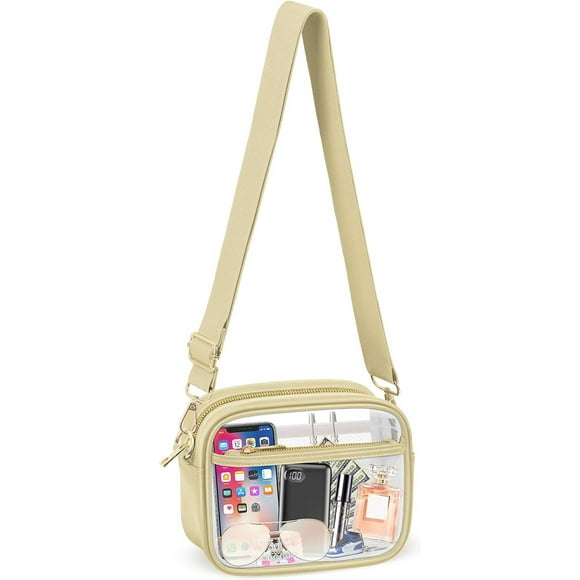 shiyou-Clear Crossbody Bag, Stadium Approved Clear Purse Bag for Concerts Sports Events Festivals, G3-golden, Clear Crossbody Purse