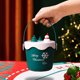 thumbnail image 4 of Cubo de dulces navideños con asa Cubos de regalos Decoración navideña (muñeco de nieve redondo) Verde, 4 of 7