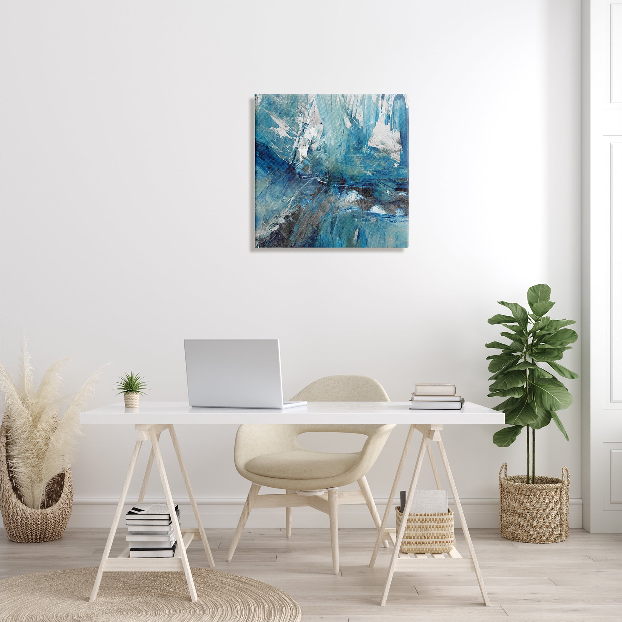 Stupell Industries Lively Blue Paint Movement Abstract Bold Composition Abstract Painting Gallery Wrapped Canvas Print Wall Art, 24 x 24