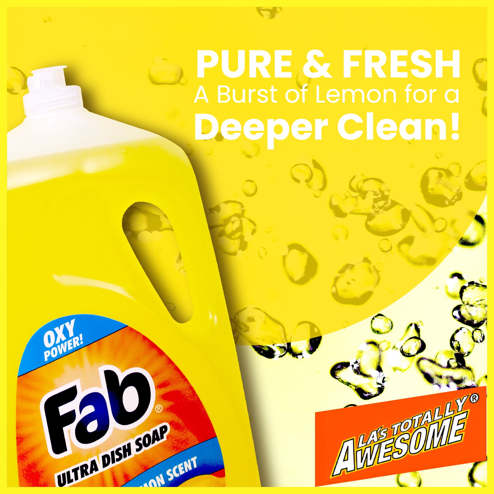Fab Dishwashing Liquid Dish Soap, Lemon Scent, 90 fl oz (Pack of 2)