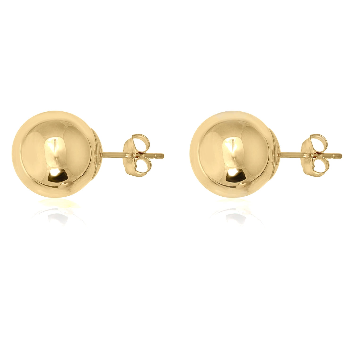 AVORA 10K Yellow Gold 9mm Polished Ball Stud Earrings