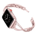 thumbnail image 2 of Metal+diamonds watchband bracelet Compatible with Apple Watch Band 38mm 40mm 41mm 42mm 44mm 45mm Iwatch SE Series 7/6/5/4/3/2/1 Women Dressy Jewelry Stainless Steel Accessories Wristband Strap, 2 of 2