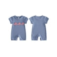 thumbnail image 2 of Cenuakty Infant Boy 0-18M Independence Day  Romper Summer Crew Neck Short Sleeve America Flag Embroidery Waffle Knit Jumpsuit, 2 of 9
