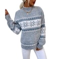 thumbnail image 2 of Jersey JUNBOON para mujer con cuello redondo y manga larga con estampado de copos de nieve, 2 of 7