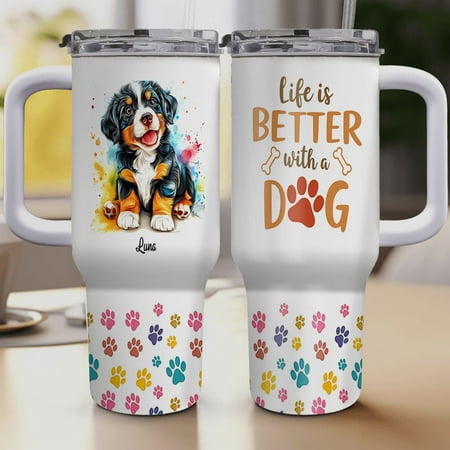 

Gift for Entlebucher Mountain Dog Lover Personalized 40 Oz Tumbler Gifts for Dog Dad Dog Mom Birthday Presents for Animal Lovers Custom Dog Name Tumbler Colorful Travel Coffee Cup