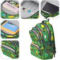 thumbnail image 4 of Alien and Pizza Bright Green Pattern Backpack for School, Cute School Bag with Adjustable Shoulder Straps and Padded Back, 16.9"x12.6"x5.9", 4 of 5