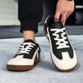 thumbnail image 6 of Men's Black White Retro Leather Trainer Shoes Non Slip Gum Sole Casual Walking Sneakers, 6 of 10