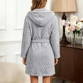 thumbnail image 3 of FAIWAD Robes for Women Soft Plush Hooded Short Bathrobe Fluffy Fleece Nightgown with Pockets and Belt Tie, 3 of 6
