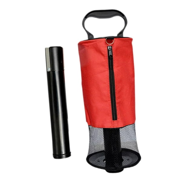 Bolsa para recoger pelotas de golf con soporte para tees y tubo portátil Rojo