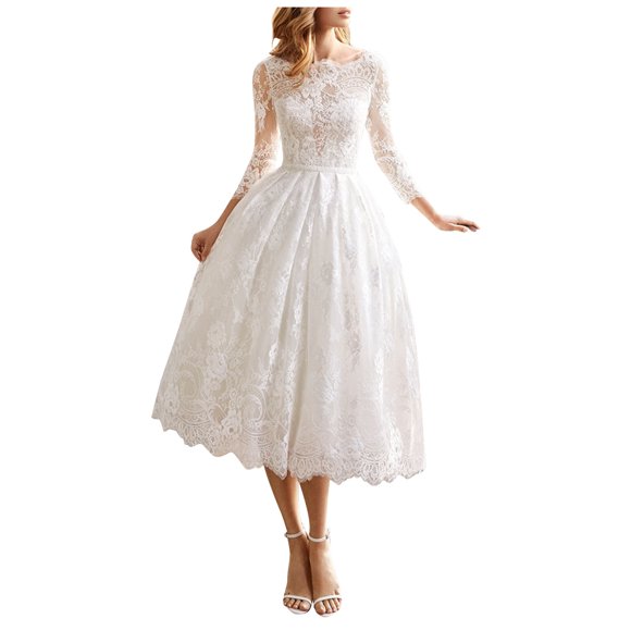 outfmvch white dress solid color long-sleeved slim wedding dress mid-length dress womens dresses fall dresses