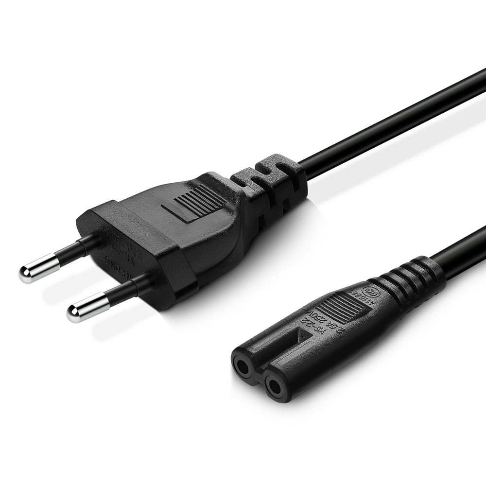 Power Cable European 2 Pole Euro Plug (Type C) to IEC C7 Figure 8 Cord (2M) (Black) Connector