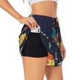 thumbnail image 3 of Lsque Space Printed Women's Running Shorts with Liner Pockets,Elastic Quick Dry Workout Athletic Gym Yoga Shorts,Womens High Waist Shorts-X-Large, 3 of 9