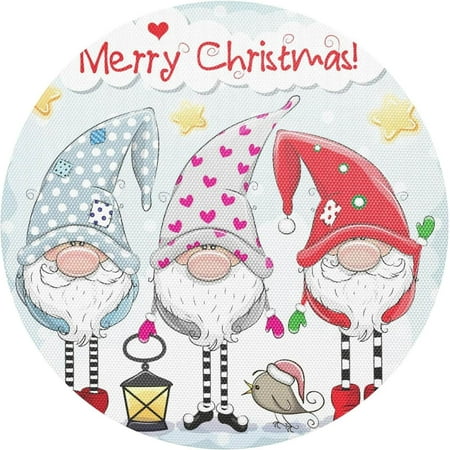 

Hyjoy Christmas Three Gnomes Placemats 1Pcs Holidays PVC Weave Place Mats Table Mats Non-Slip Easy to Clean for Home Kitchen BBQ Party Table Decor 15.4×15.4in