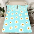 thumbnail image 2 of Manfei Groovy Flower Bed Sheets for Child, Rustic Daisy Plant King Sheets, Blue Cartoon Theme Sheet Set, Super Cozy Room Decor, 4-Piece, 2 of 7