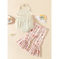 thumbnail image 3 of Blotona Infant Baby Girl Jumpsuit 2Pcs Suit Solid Color Ribbed Halter Romper + Cartoon Print Flare Long Pants, 3 of 8