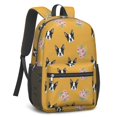 thumbnail image 2 of Boston Terrier and Floral Orange Pattern 17" School Backpacks for Teens,Waterproof Oxford Fabric,S-Shape Padded Straps for School,Travel,Hiking,Camping, 2 of 6
