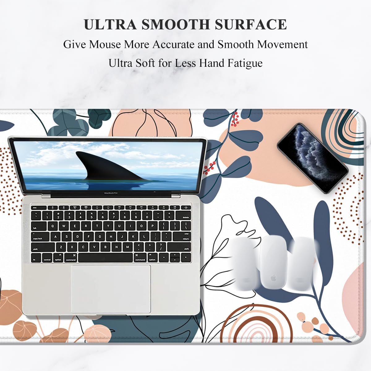 Large Mouse Pad, XXL Gaming Mousepad, Desk Mat for Desktop, Thick Rubber, Big & Long Size, Stitched Edges, Full Desk Pad for Laptop & Computer, Extended 31.5 x 11.8 in, Boho Plant
