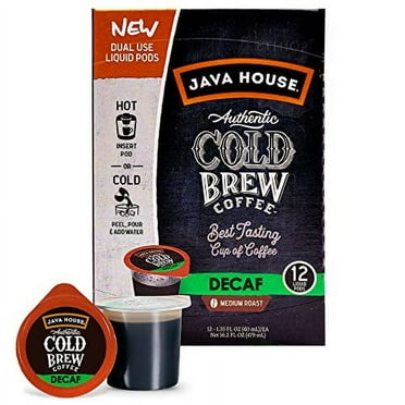 Java House Cold Brew Coffee Concentrate Single Serve Liquid Pods - 1.35 Fluid Ounces Each (Decaf, 12 Count)â€¦