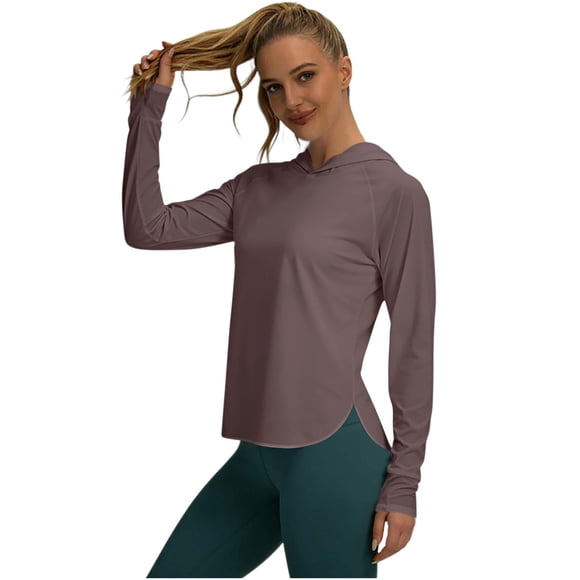 DAFEI Chandail à Capuchon à Manches Longues pour Femmes, Séchage Rapide, Vêtement de Protection contre le Soleil, Sport, Randonnée, Course, Haut
