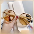 thumbnail image 3 of Gafas de sol retro para mujer, estilo callejero, con montura pequeña, té con leche, cara grande, finas, tendencia de moda, para calle, 3 of 5