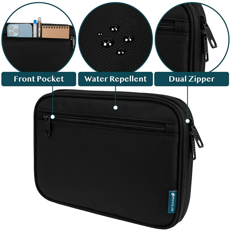 Pavilia Electronic Organizer Small Travel Cable Organizer Bag for Hard Drives, Cables, Charger, Phone, USB, SD Card (Black)