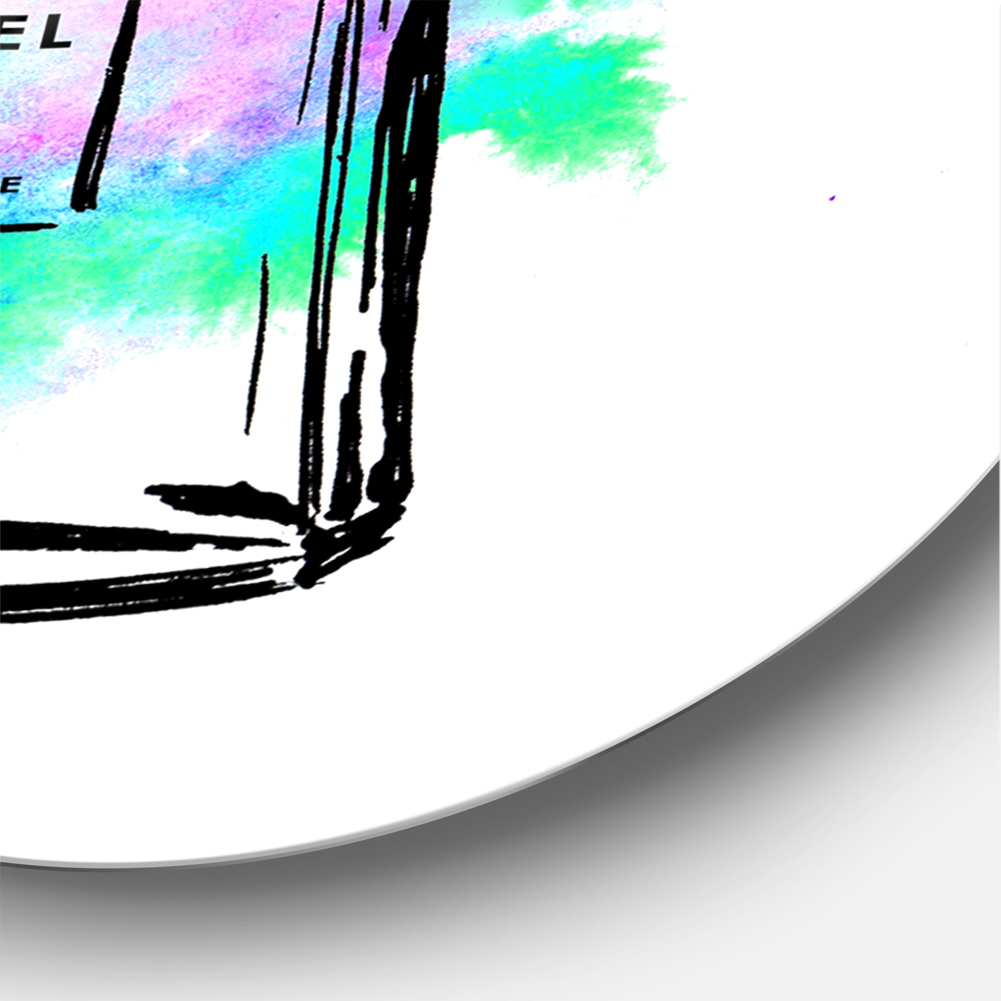 Designart 'Perfume No. Five Chanel I' Modern Circle Metal Wall Art 23x23 - Disc of 23