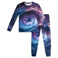 thumbnail image 1 of Afdoent Ensemble de Pyjamas pour Filles Doux Manches Longues Col Rond Imprimé Étoile de l'Espace Tenue Décontractée pour 3-4 Ans, 1 of 3