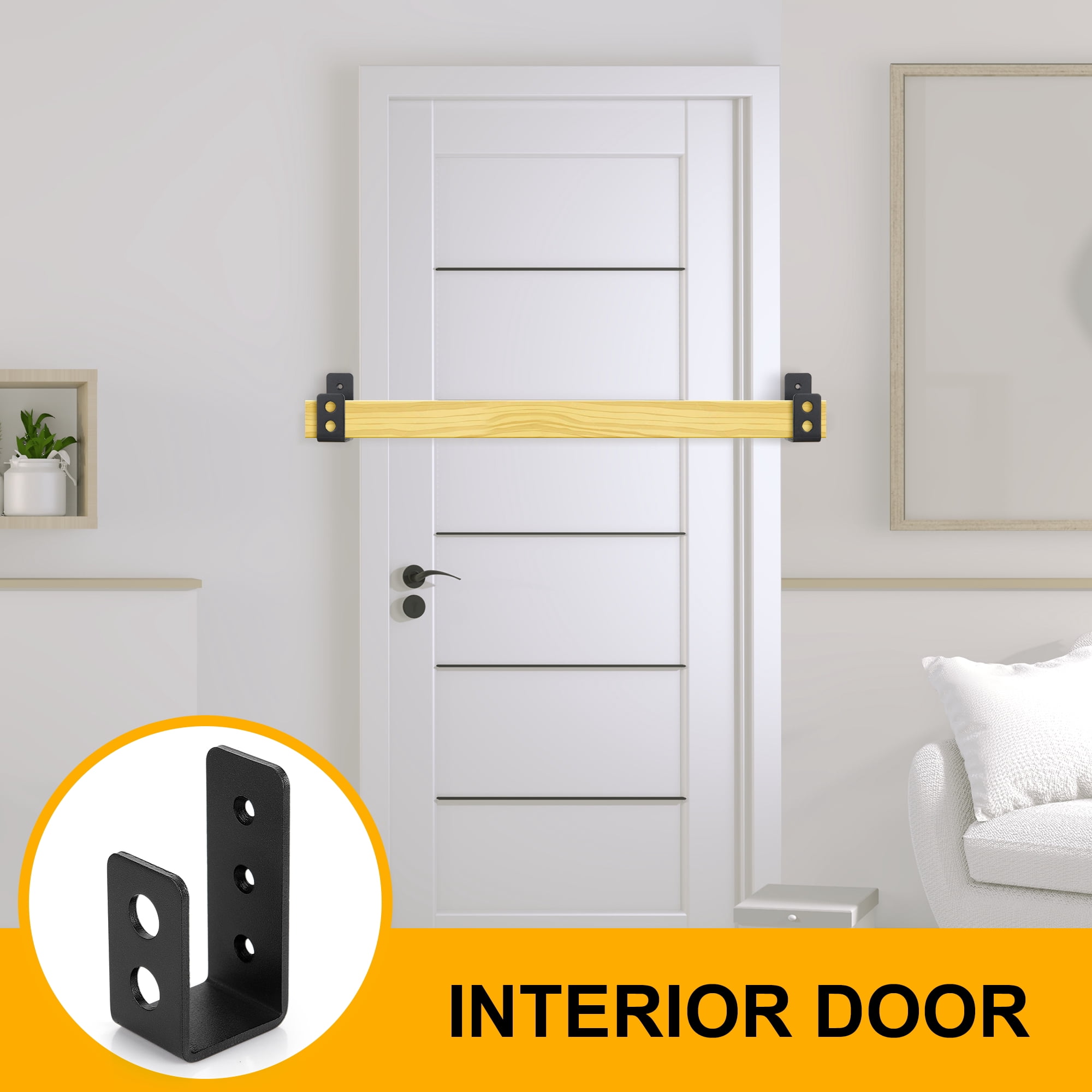Sihnman 2x4 Door Barricade Brackets (2pcs)-Drop Open Bar Holder Steel U for 2 by 4 Lumber as Security Door Reinforcement, Door Jammer, Tool Hanger Your Home, Barn, Shed, Garage, Gate