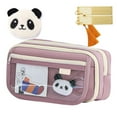 thumbnail image 3 of Clearance Back to School Pencil Case - Panda Pattern 3-Compartment Pencil Pouch, Cute Pencil Box for Kids, School Supplies for Boys and Girls, Great for Colored Pencils and Erasers,Deep Red, 3 of 4