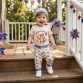 thumbnail image 2 of Emy Dola Baby Boys USA Flag Romper Outfits "My First 4th Of July" Baby Short Sleeve Long Pants 3-Pieces Clothes Set With Hat 0-12M, 2 of 5