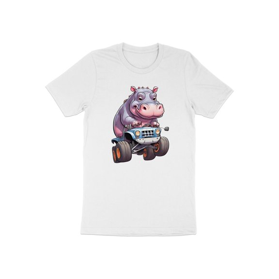 Funny Hippo Driving Monster Truck Gift for Men Women Kids T-Shirt Cute Hippo Monster Truck Birthday Holiday Presents Tshirt