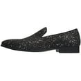 thumbnail image 3 of Santimon Leather Paillette Loafers Business Dress Shoes Glitter Slip-on Casual Shoes Black 9 US, 3 of 7