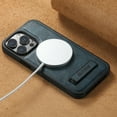 thumbnail image 5 of for iPhone 14 Magnetic Case, Compatible with MagSafe, Built-in Kickstand, Support Car Mount, Slim Premium PU Leather Retro Wireless Charging Phone Case for iPhone 14, Blue, 5 of 10