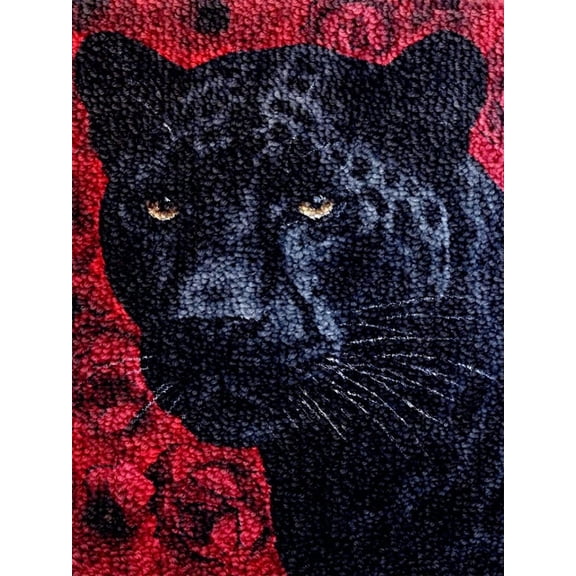 Leopard & Rose Latch Hook Kits Rug DIY Cushion Tapestry Making Crochet Hook Mat Making Kits Color Preprinted Pattern Canvas DIY Carpet Needlework Crochet Kits 52x38cm (cll-24)