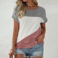 thumbnail image 2 of Pxiakgy Women's Color Block Short Sleeve Tops Casual Summer T-Shirt Loose Tops T Shirts Color Blocked Sleeves Color Blocked T Shirts Summer T Shirts Round Neck Causal Fashion Basic Tee Rose Gold Xl, 2 of 4