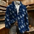 thumbnail image 6 of hlysgo Christmas Blazers for Men Casual Christmas Tree Graphic Corduroy Sport Jacket Trendy Xmas Print Holiday Party Jacket Winter Blazer Blue S, 6 of 7