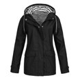 thumbnail image 1 of Veste à Doublure Rayée pour Femmes, Extérieur, Cordon de Serrage, Randonnée, Imperméable, Manteau d'Hiver Chaud à Capuche, Manteau de Sport, 1 of 6