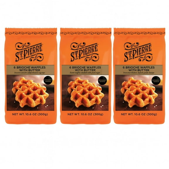 St. Pierre Brioche Waffles with Butter, 6 Ct, 10.6 oz PACK 3