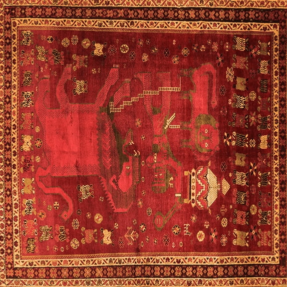 Ahgly Company Indoor Square Animal Orange Traditional Area Rugs, 6' Square