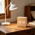 thumbnail image 3 of VAIFTILNO Minimal Wooden Block Digital Desk Clock, 2.4in Cube with Voice Control, Alarm, Time, Date, Temperature Display for Bedroom Office (Khaki), 3 of 8