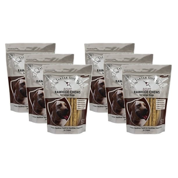 Tartar Shield Soft Rawhide Chews for Large Dogs 24 Count 6 Pack