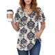 thumbnail image 5 of Camiseta Suelta de Cuello en V Impresa de Manga Corta de las Mujeres, Ligero 95% Poliéster 5% Spandex Casual Top para el Hogar Y el Uso Diario, Camiseta Cómoda, 5 of 5