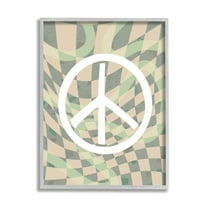 Stupell Industries Retro Peace Symbol Abstract Painting Gray Framed Art Print Wall Art, 24 x 30
