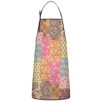 Pioneer Flower Floral Print Pattern Apron-Garden Aprons for Women with Pockets-Cotton Linen Waterproof Kitchen Cooking Gardening Aprons Adjustable for Kitchen,Cooking,BBQ and Salon 33x27 Inch