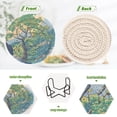 thumbnail image 4 of Yayeee 6 PCS Drink Coasters with Holder Set Woven Absorbent Round Tabletop Hot Pad, Beige Tree, 4 of 7
