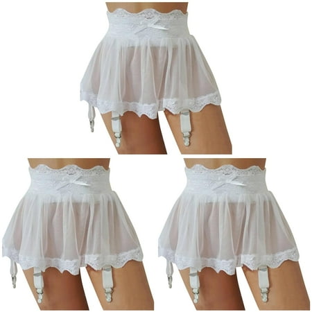 y Garter Belt Plus Size Bandage Garter Women s Lingerie Plus Size Stocking Suspenders Garter Belt 1/4 Cup Bra Lingerie Plus Size Lace Mesh Female ceangrtro White (3Packs) White (3Packs)